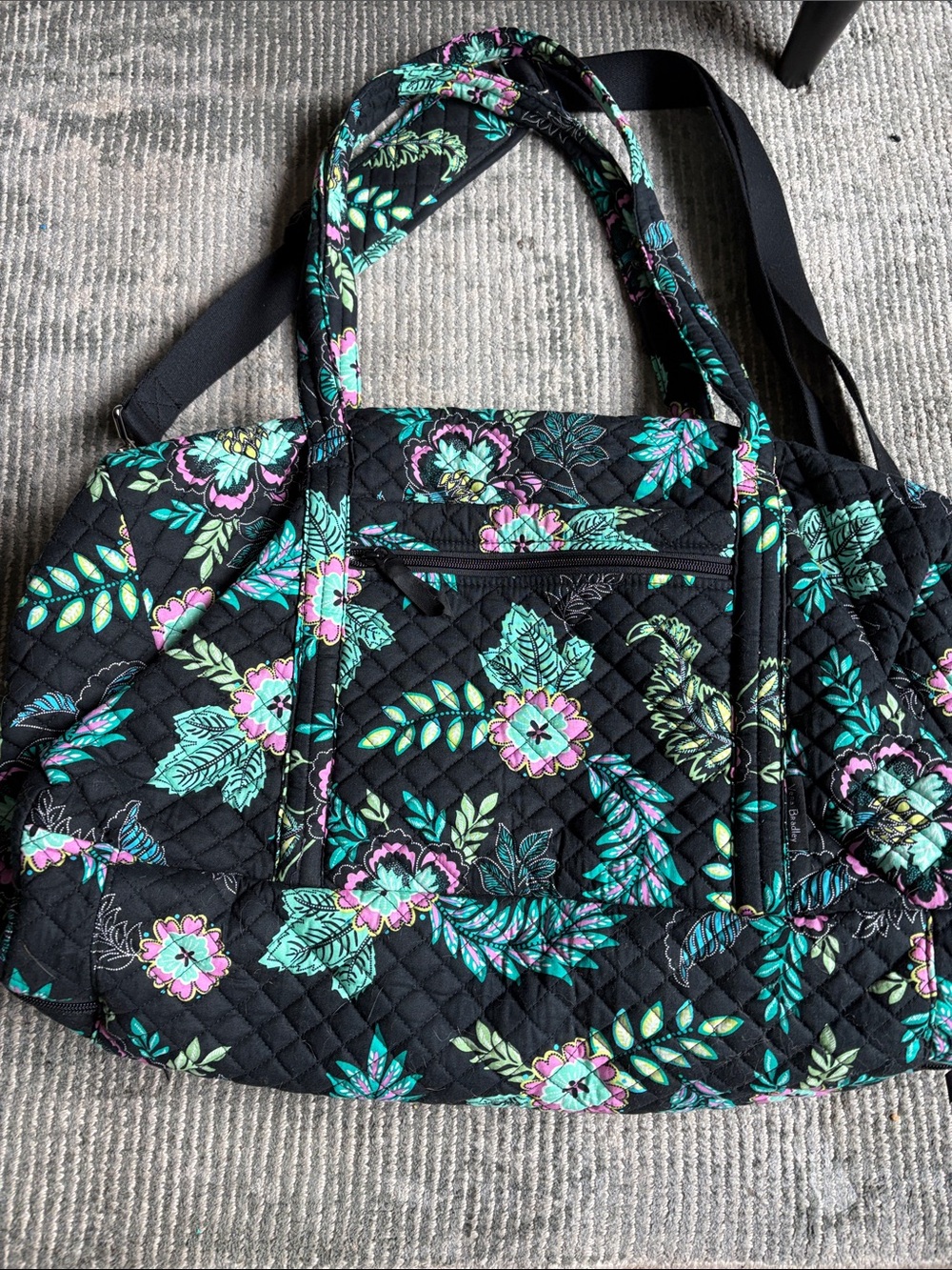 Vera Bradley Lay Flat Quilted Duffle in Midnight Garden